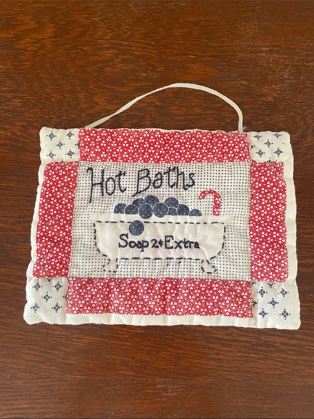 Fabric bathroom wall hanging - vintage